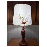 Wooden Table Lamp with Floral Shade