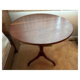 Round Wooden Side Table with Tripod Base