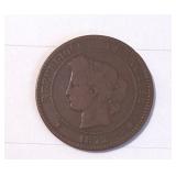 1872 Italian 10 Centesimi Coin