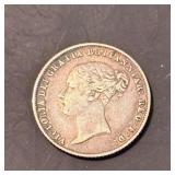 1859 British Sixpence Silver Coin