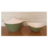 Mid-Century Modern Green Lidded Dish and Bowl Set