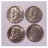 Four Kennedy Half Dollar Coins 1980,81,90