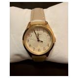 Timex Stainless Steel Back Watch with Beige Strap
