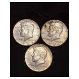Three Kennedy Half Dollars (1966, 1969)