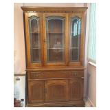 Oak China Cabinet with Glass Panels