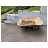 Rustic Metal Wheelbarrow with One Wheel