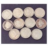 11 "V" Nickels (1892-1916)