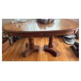 Oval Wood Dining Table with Pedestal Base