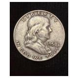 1958-D Franklin Half Dollar 90% Silver Coin
