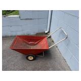 Red Metal Wheelbarrow with Handle
