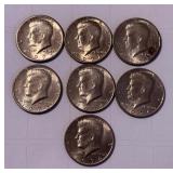 Seven Kennedy Half Dollars 1971-74