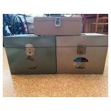 Three Metal Storage Boxes with Latches
