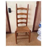 Ladder-Back Wooden Chair with Woven Seat