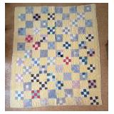 Handmade Patchwork Quilt with Yellow Background