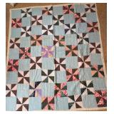 Handmade Pinwheel Quilt with Multicolor Patterns