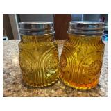 Amber Glass Shaker Set with Lids