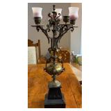 Ornate Brass Candelabra with Shades