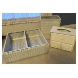 White Wicker Storage and Box Set