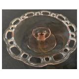 Pink Depression Glass Pedestal Plate
