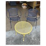 Round MeshTable & 2 Tempestini Salterini Chairs