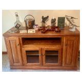 Wood Cabinet 55x22x32 With Decorative Content