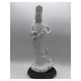 White Porcelain Kwan Yin (Guanyin) Figurine on a +