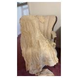 Vintage Lace Dress and Upholstered Armchair