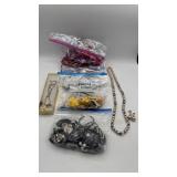 4 Bags Vintage Jewelry Gold, Black, Yellow, etc
