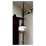 Vintage Hanging Swag Lamp w/ Hand-Painted Milk+++