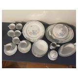 Vintage Floral China Dinnerware & Serving Set