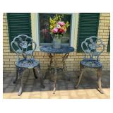Cast Aluminum Patio Bistro Set with Floral