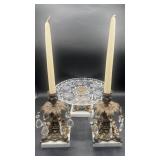 Crystal Cake Stand and Pair of Candlesticks