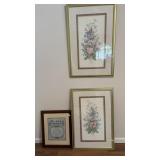 Collection of 3 Framed Floral Wall Prints