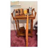Wooden Two-Tier Side Table With Decor