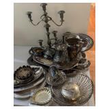 Large Assortment of Silverplate Serving Pieces+++
