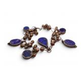 Lapis & Silver Metal Charm Bracelet