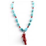 Turquoise and Red Coral Necklace