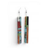 Multi-Stone Mosaic Inlay Bar Earrings
