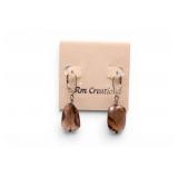 Large Golden Smokey Quartz Drop Earrings