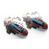 Collectors: Vintage Multi-Stone Inlay Sterling Ear