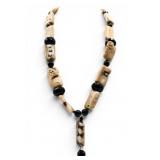 Fossil Coral & Black Onyx Statement Necklace