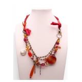 Boho Multi-Gemstone Sari Silk Necklace
