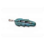 Native American Carved Turquoise Feather w/Inlay
