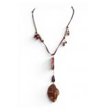 mRm Copper leaf, Garnets and Stick Pearl Necklace