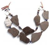 mRm Gemstone Metallic Slabs with Lapis Necklace