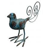 Blue Metal Bird Sculpture
