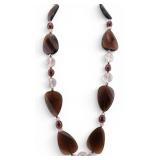 Smokey Quartz, Bronze Pearl & Rose Quartz Necklace