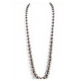 Sterling  Long Graduated Bead  Necklace
