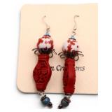 Mixed bead Red and White Earrings