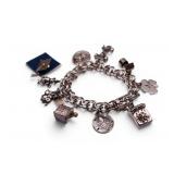 Vintage Sterling Silver Double-Link Charm Bracelet